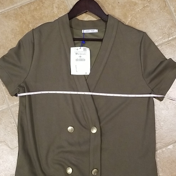 NWT Zara olive green double breasted v neck dress - Picture 10 of 13